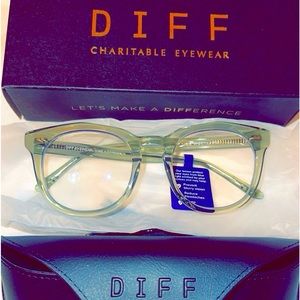 DIFF Eyewear - Weston - Olive Chrystal Blue Light Technology Clear Glasses
